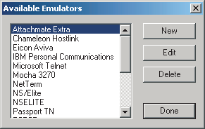A list of emulators available for single sign-on