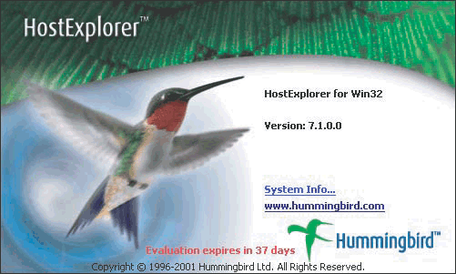 Opening Hummingbird HostExplorer 7