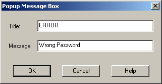 The Popup Message Box for password errors