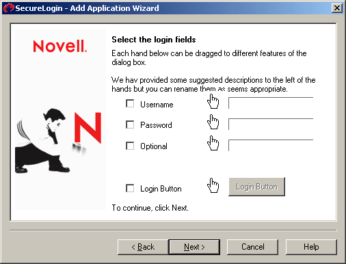 Selecting login fields