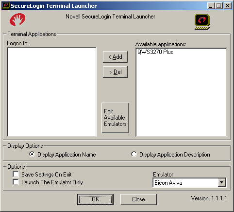 Terminal Launcher[apos  ]s main screen