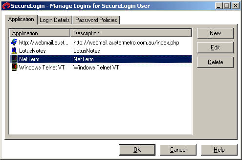 A list of applications that you can edit