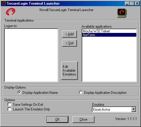 Adding the emulator to the list of logins