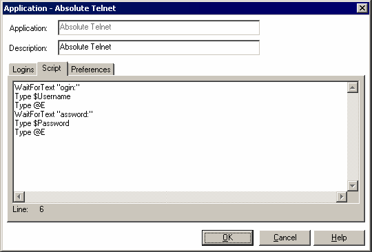A script for Absolute Telnet