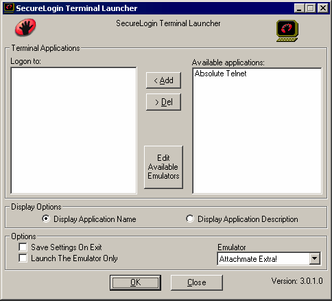 Terminal Launcher[apos  ]s main screen