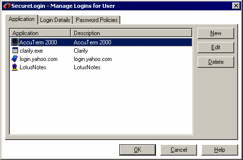A list of applications that you can edit