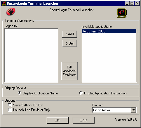 Terminal Launcher[apos  ]s main screen