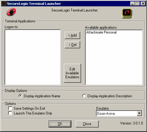 Terminal Launcher[apos  ]s main screen