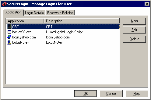 A list of applications that you can edit