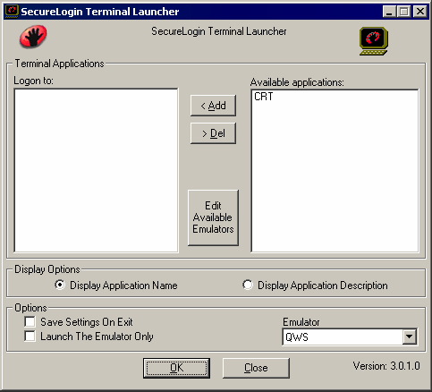 Terminal Launcher[apos  ]s main screen