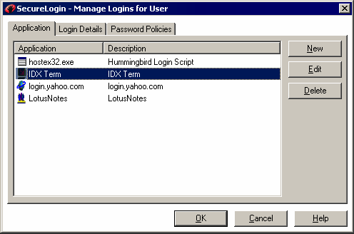A list of applications that you can edit