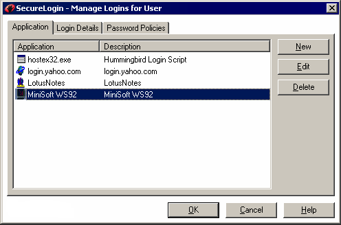 A list of applications that you can edit