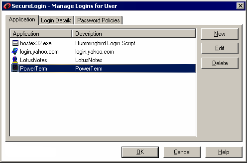 A list of applications that you can edit
