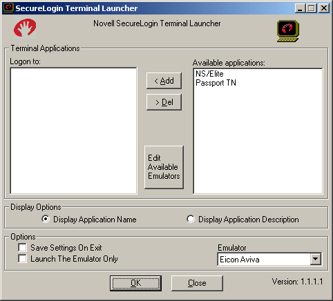 Terminal Launcher[apos  ]s main screen