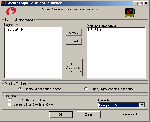 Adding the emulator to the list of logins