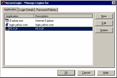 SecureLogin[apos  ]s Application pane