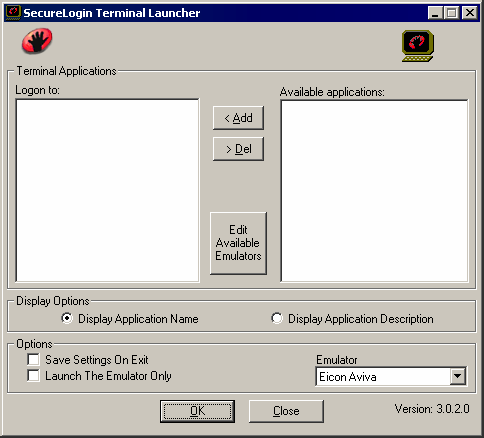 Terminal Launcher[apos  ]s main window