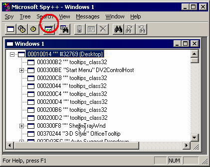 The Message Log button in Spy++