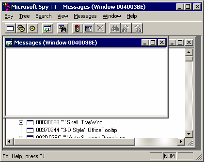 A Spy++ window prepared to watch for ID numbers