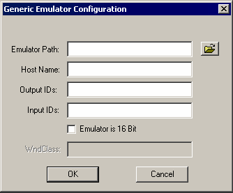 Dialog box for configuring a generic emulator