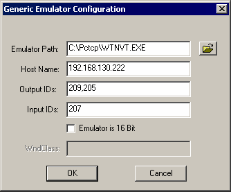 A completed configuration for a generic emulator