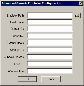 Dialog box for configuring an advanced generic emulator