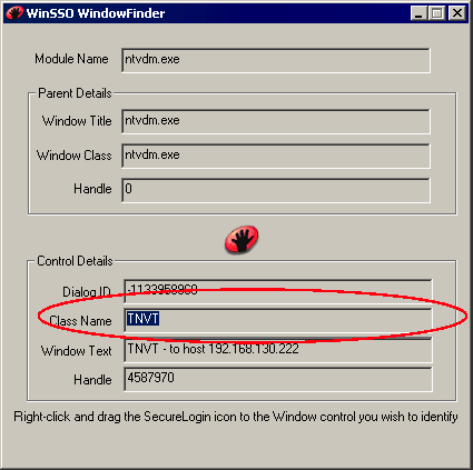 The Class Name text box in Window Finder