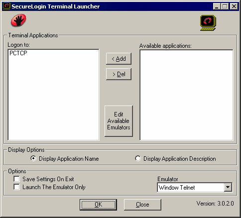 Terminal Launcher[apos  ]s main window