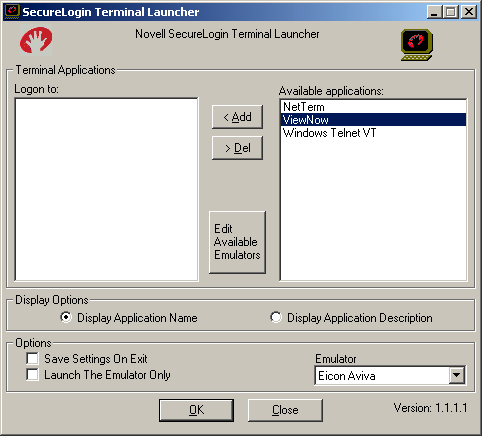 Terminal Launcher[apos  ]s main screen