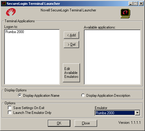 Adding the emulator to the list of logins