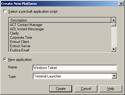 Adding Windows Telnet as a new application