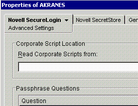 The Advanced Settings option for SecureLogin