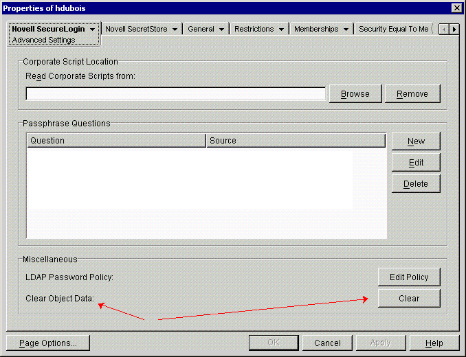 The Clear Object Data button