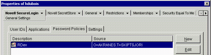 The Password Policies page