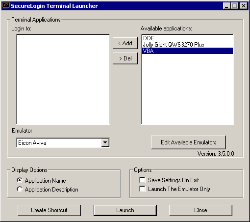 Applications in the Available Applications pane