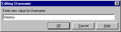 The dialog box to enter a new value