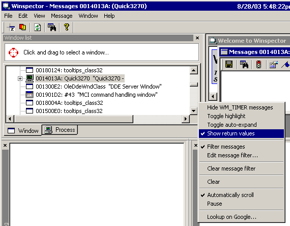 The Show Return Values option