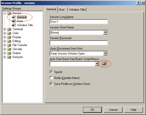 The Settings Group panel