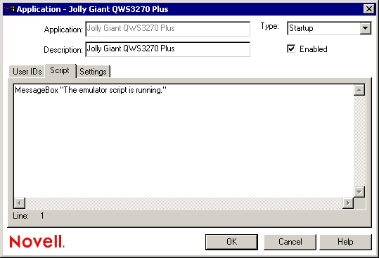 A sample script to log in to a mainframe