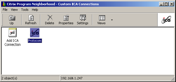 The Program Neighborhood interface for Citrix