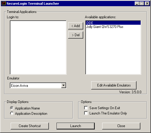 Applications in the Available Applications pane