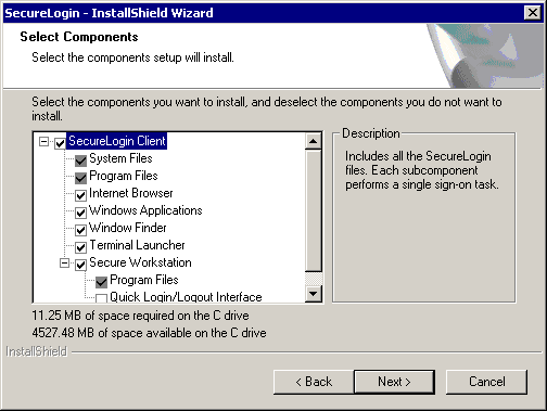 Selecting the SecureLogin client