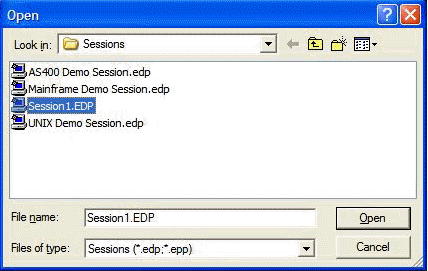 A list of sessions that are running