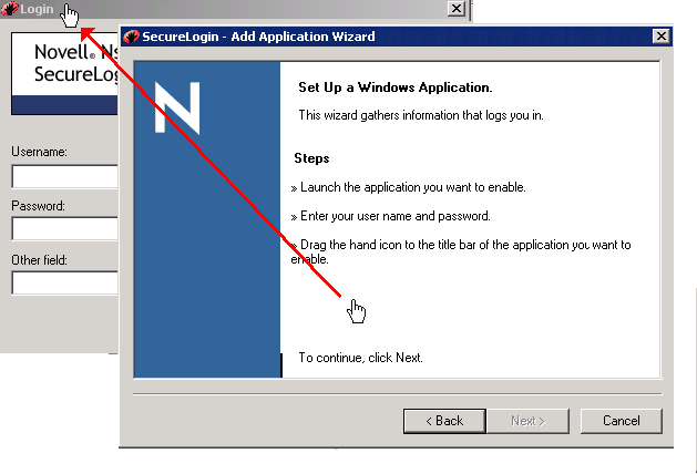 The hand icon in the Add Application Wizard