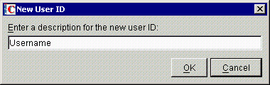 The dialog box to describe a user ID
