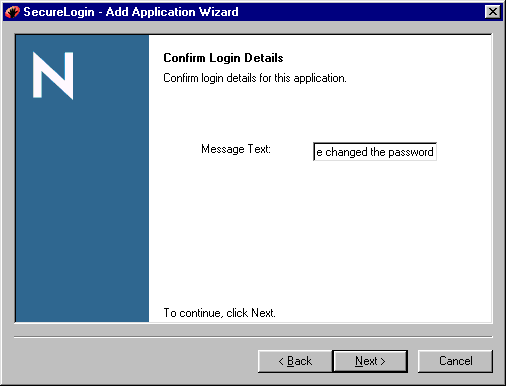 Text in the Message Text edit box