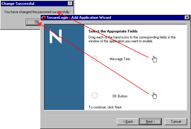 Hand icons and the Change Successful message box