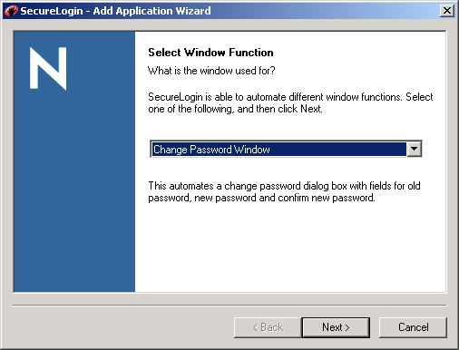 The Change Password Window option