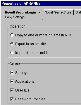 The Copy Settings dialog box