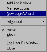 The New Login Wizard option on the SecureLogin menu